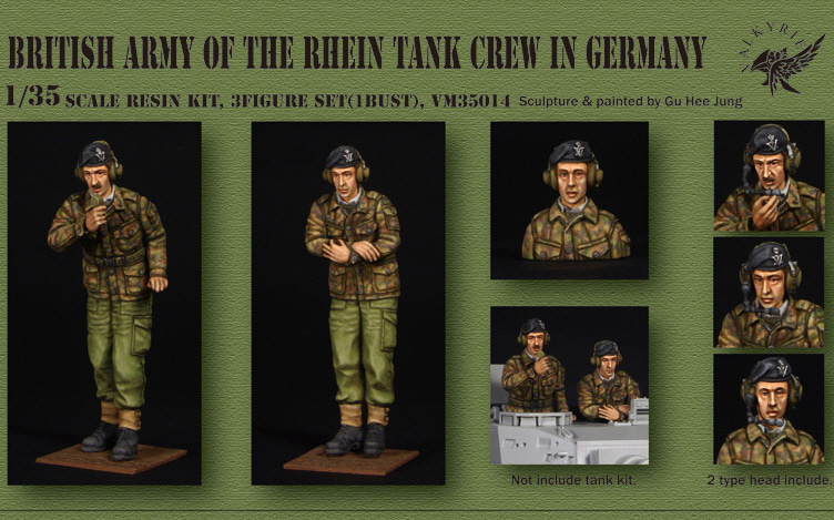 1/35 British Army of Rhein Tank Crew in Germany - 1960 ~ 70 Era (2 Figures and 1 Bust)