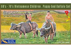 35GM0109 1/35 60&#039;s-70&#039;s Vietnamese Children , Puppy And Buffalo Se