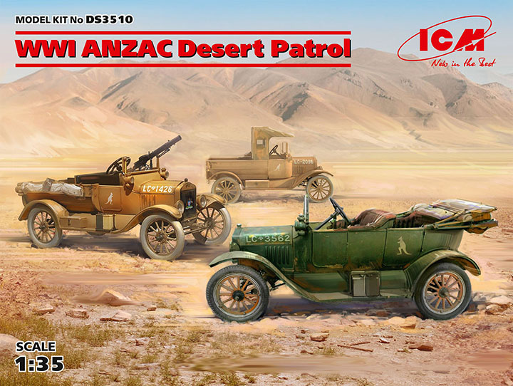 1/35 WWI ANZAC Desert Patrol - Model T LCP,Utility,Touring 3대