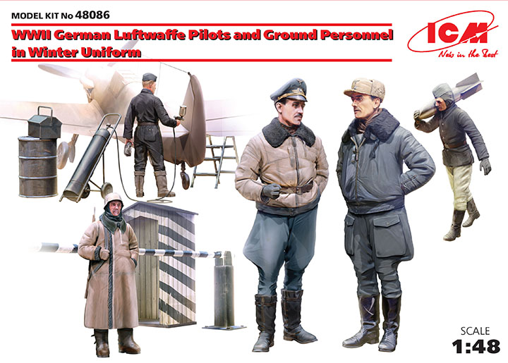 1/48 WWII German Luftwaffe Pilots and Ground Personnel in Winter Uniform