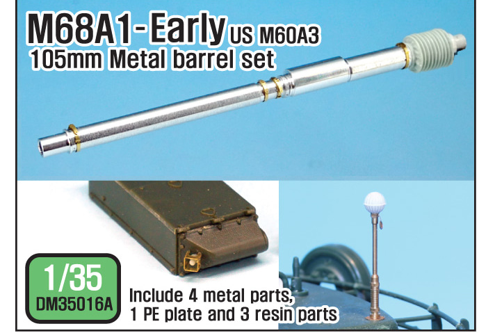 1/35 M68A1 Metal Barrel - Early Type (for M60A3)