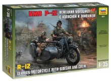 ZV3607 1/35 German motorcicle R-12 with sidecar and crew