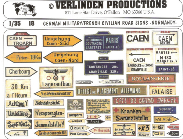 VP0018 1/35 German/French Roadsigns Normandy