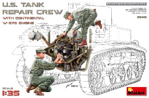 MI35461 1/35 U.S.Tank Repair Crew w/Continental W-670 Engine